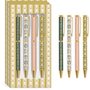 Mustard Stripe Boxed Pen Set
