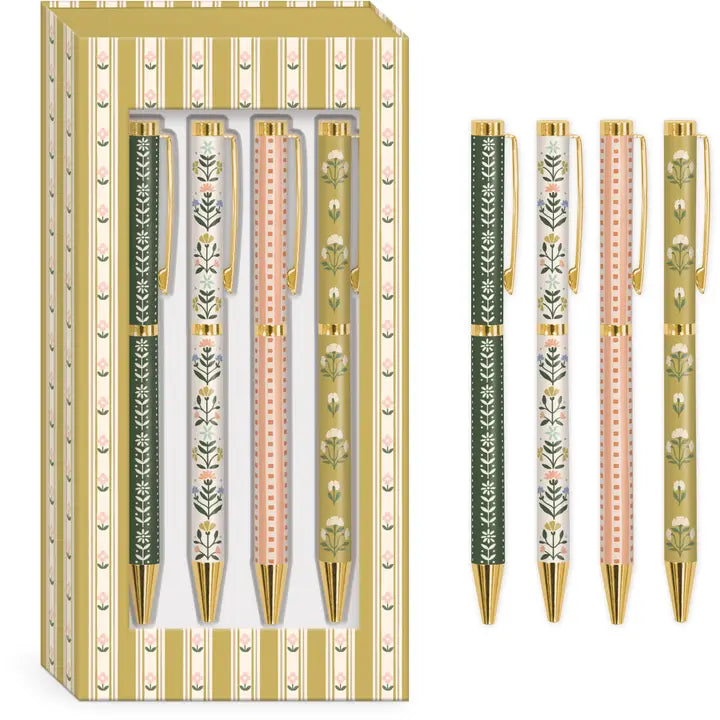 Mustard Stripe Boxed Pen Set