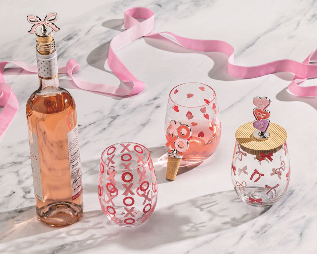 Valentine's Wine Glass & Stopper Set