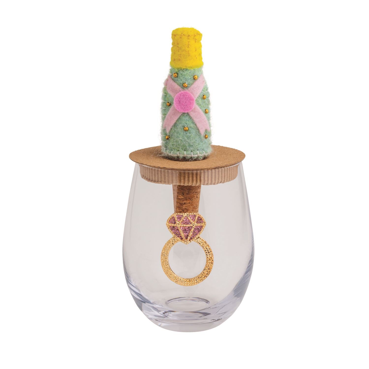 I Do Beaded Wine Glass & Bottle Topper Set