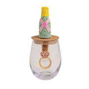 I Do Beaded Wine Glass & Bottle Topper Set