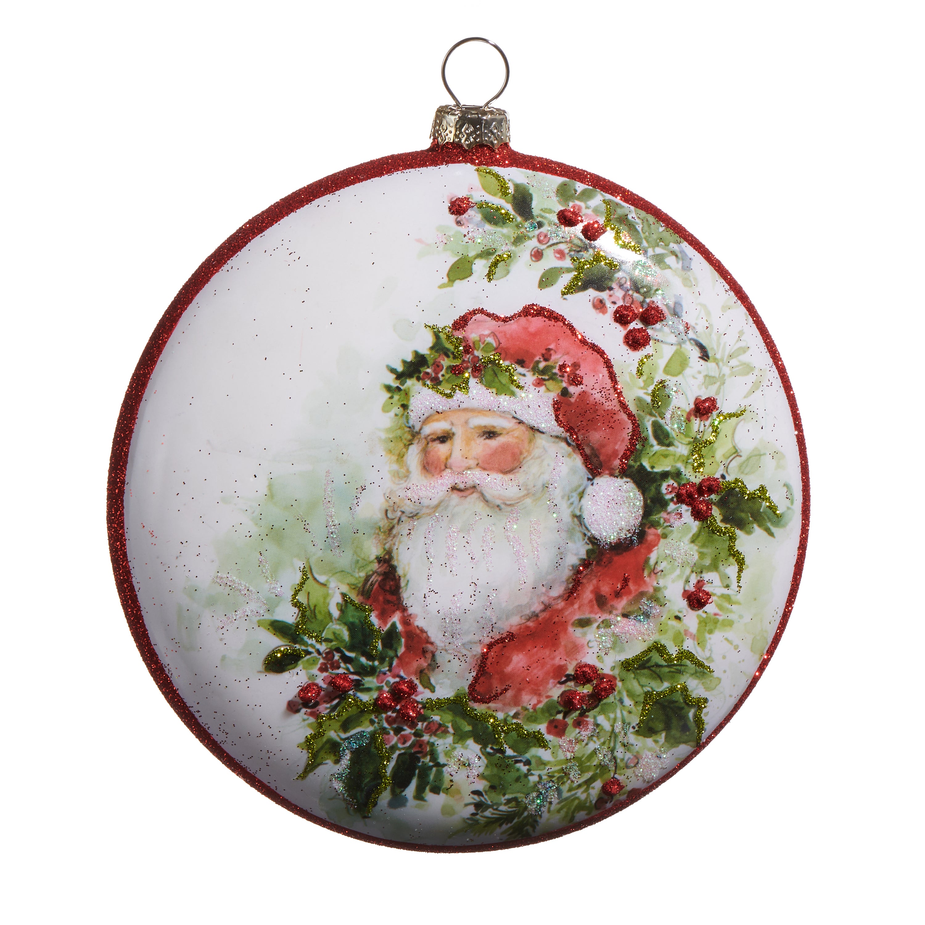 Santa Holiday Disk Ornament