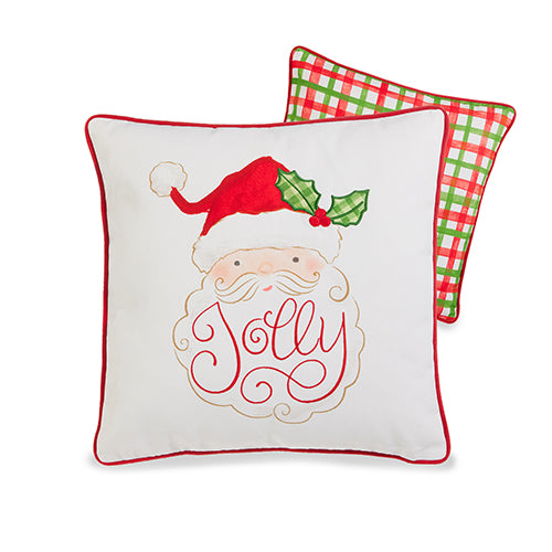 Jolly Santa Plaid Pillow