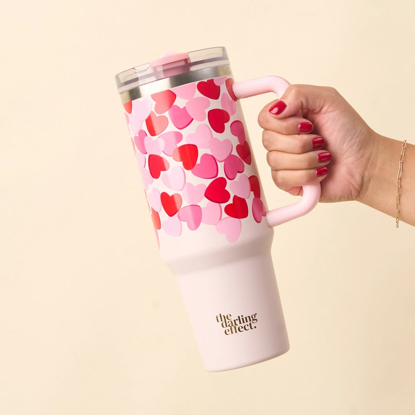 Blushing Hearts 40 oz Flip Straw Tumbler