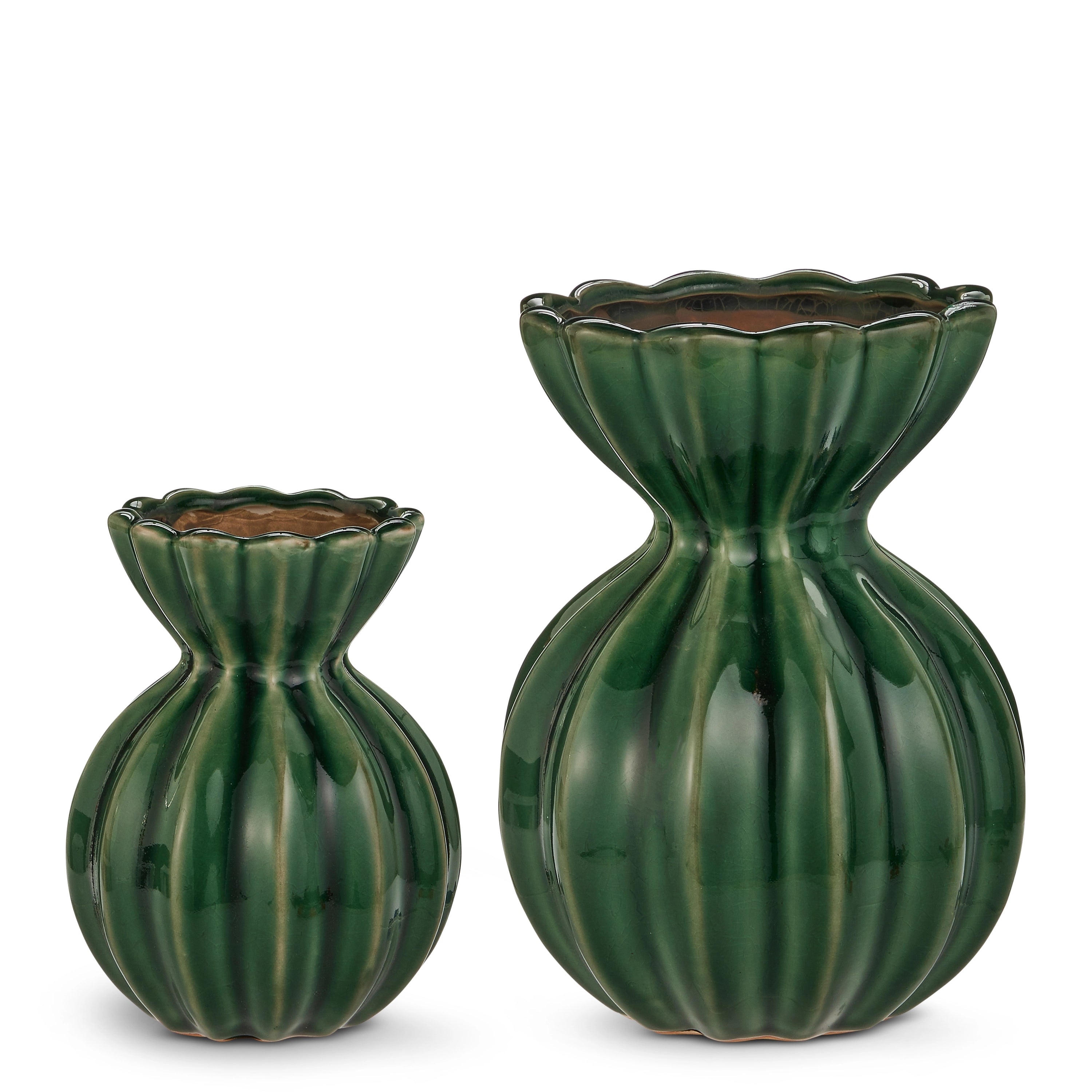 Green Fluted Vase