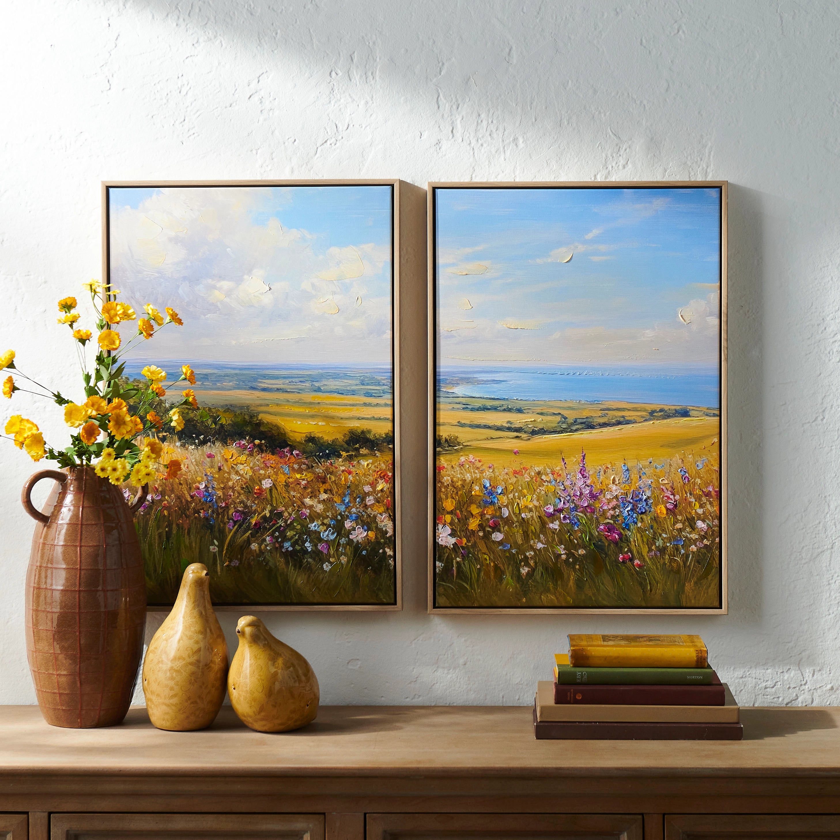 Floral Pattern Mustard Birds