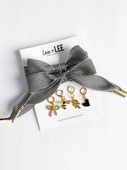 Black Gingham & Cherries Shoe Charm & Laces Set