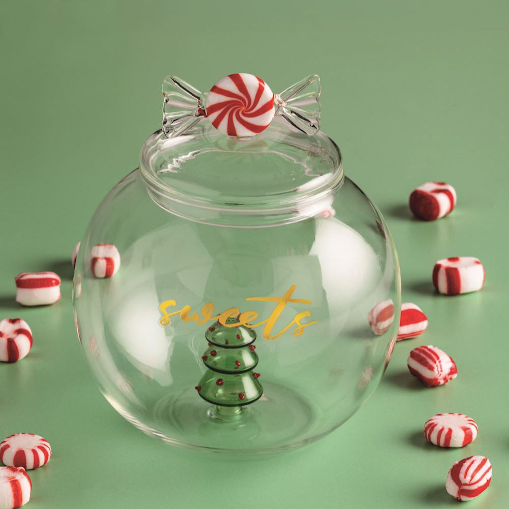 Christmas Glass Cookie Jar