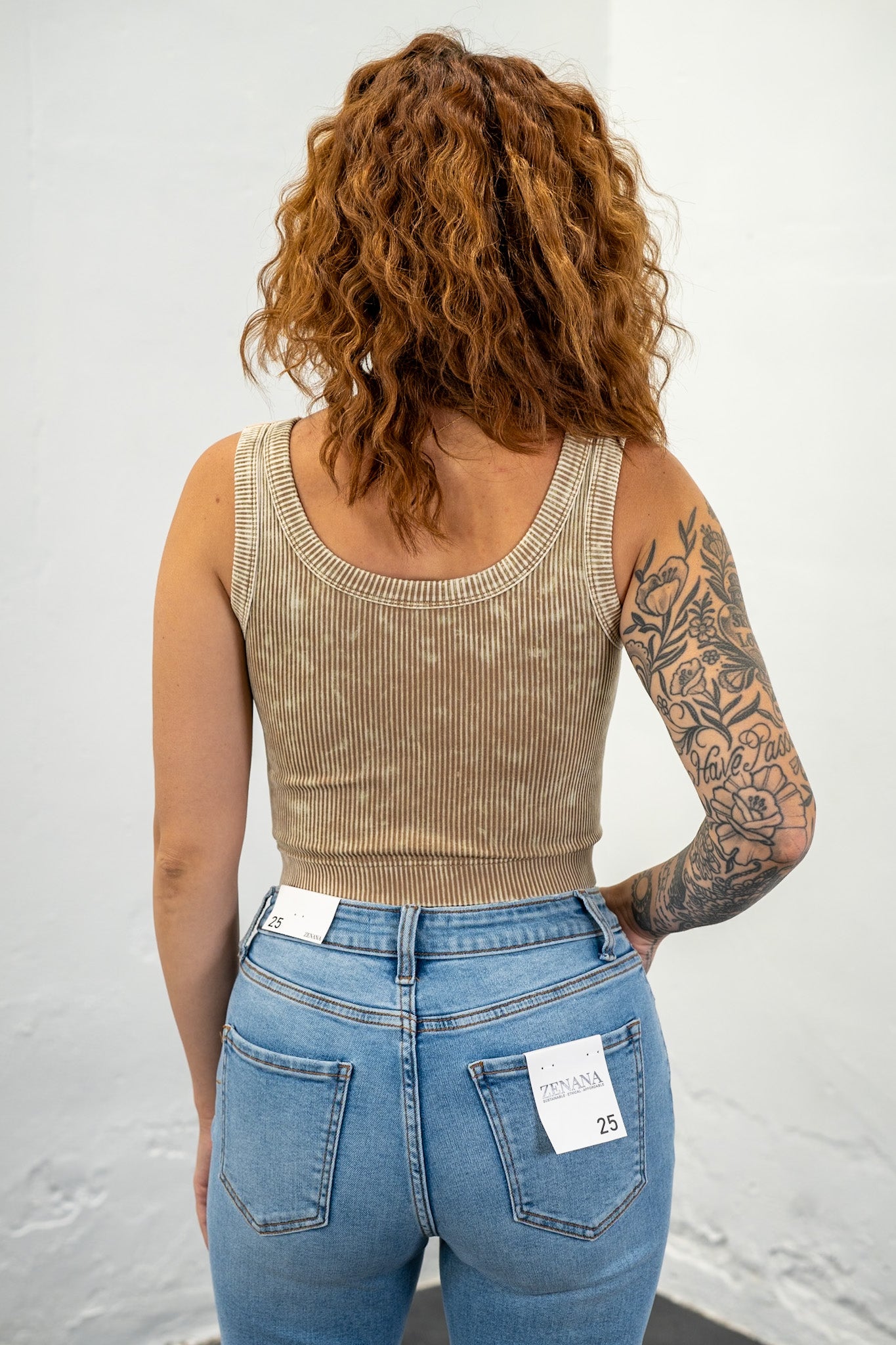 Britt Camel Ribbed Crop Top