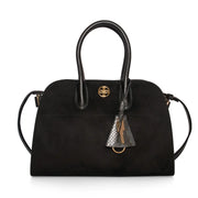 Aurora Black Suede Satchel