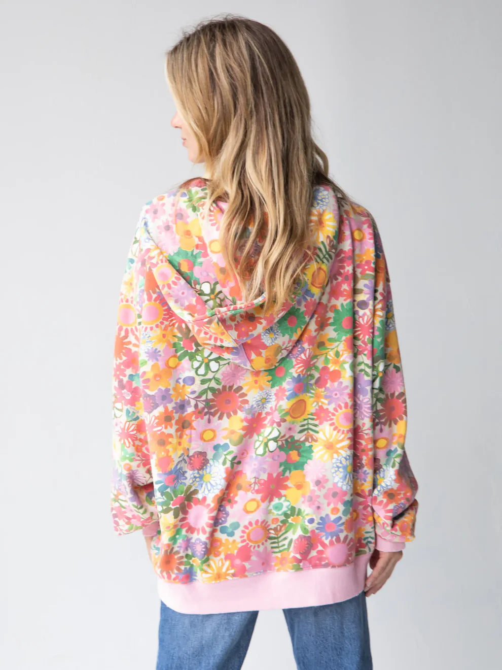 Rainbow Floral Oversized Hoodie