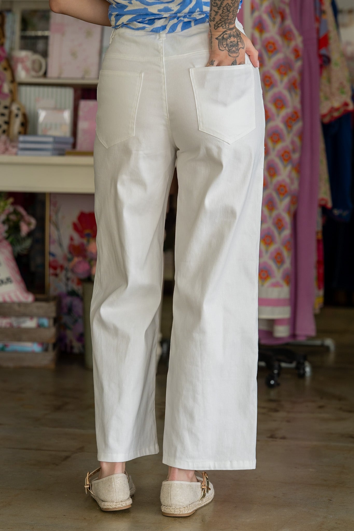 Savanna White Buckle Pants