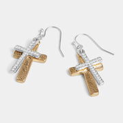 Double Bling Cross Earrings