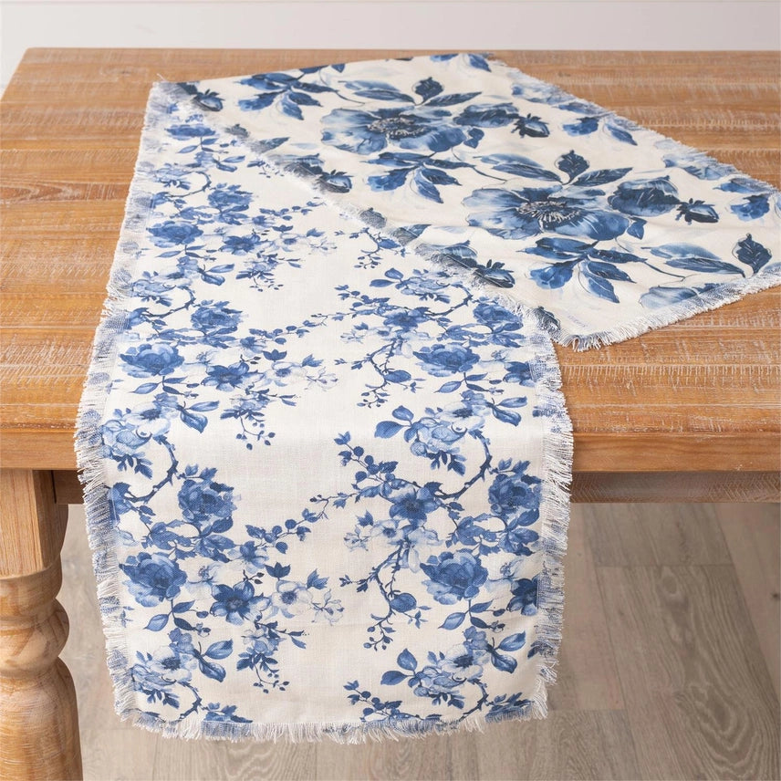 Blue Floral Table Runner