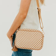 Willow Tan Check Woven Camera Crossbody