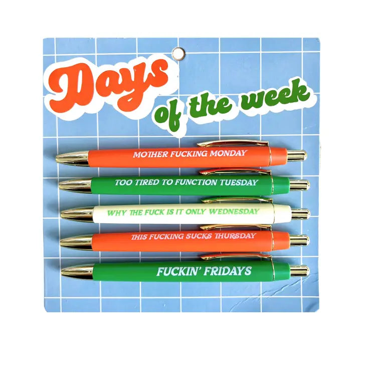 Days Of The Week Solid Color Glitter Pen – Brooklyn's Boutique