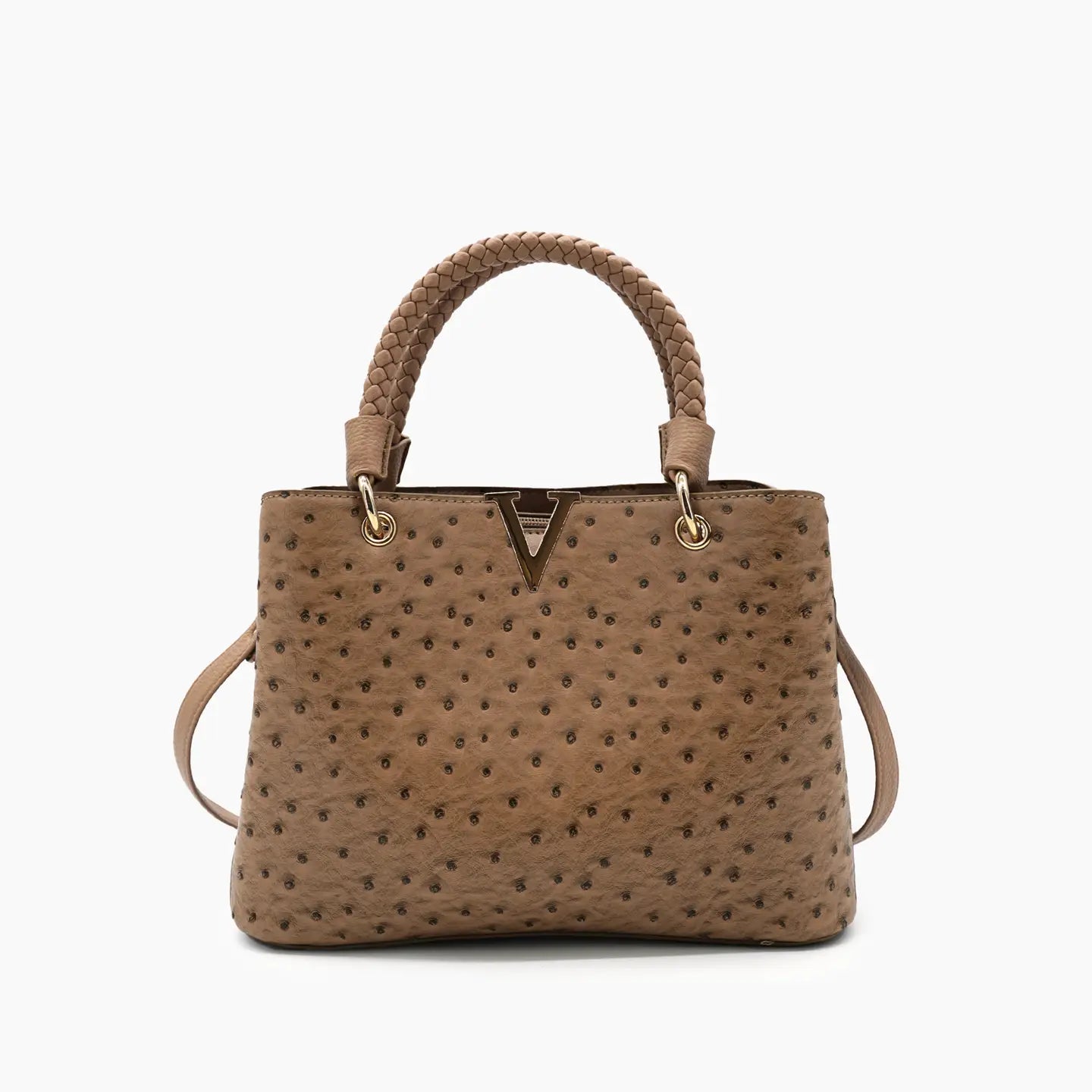 Muriel Tan Ostrich Handle Bag