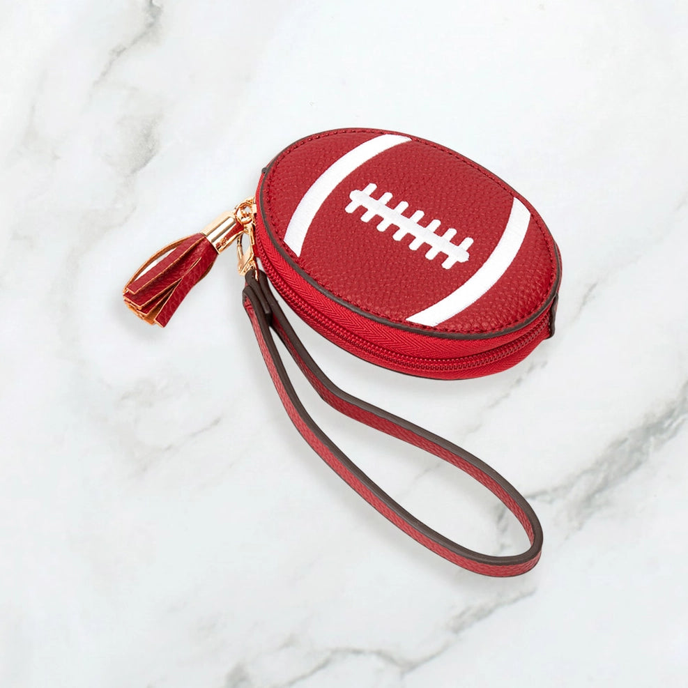 Football Zip Wristlet - Maroon