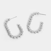 Silver Beaded Oval Hoop