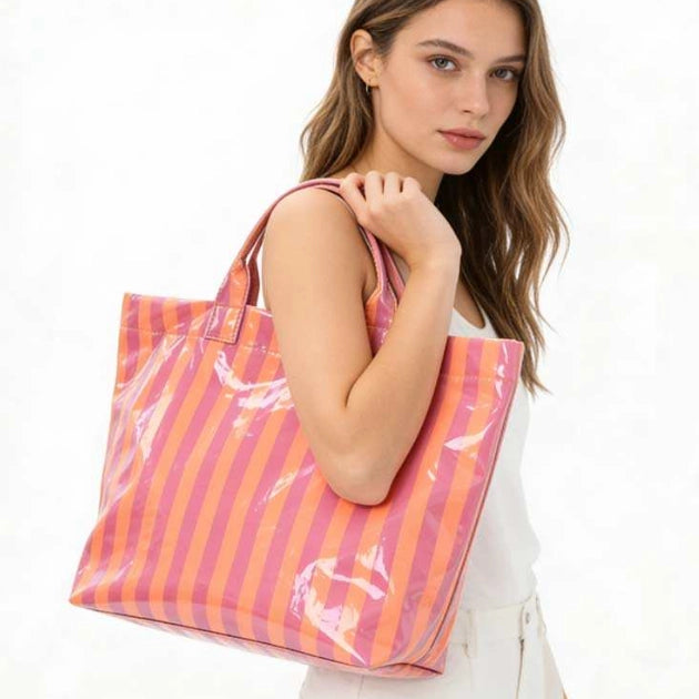 Cabana Stripe Vinyl Tote