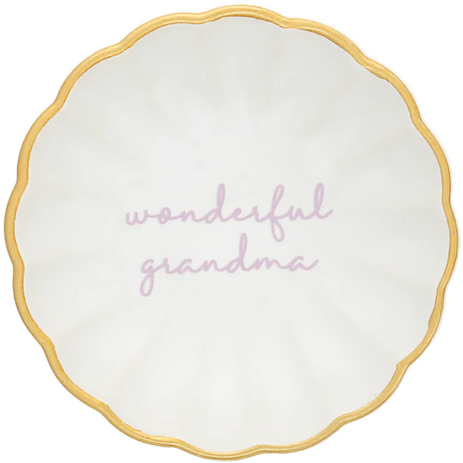 Wonderful Grandma Trinket Dish & Stud Earring Set