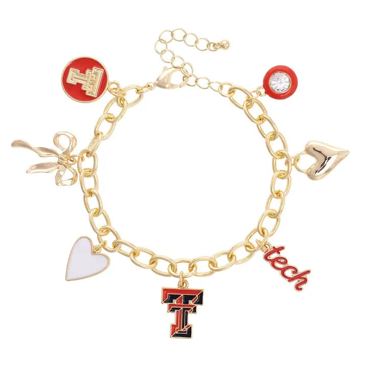 Red Raiders Enamel Icons Charm Bracelet
