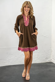 Andrea Brown Colorblock Dress