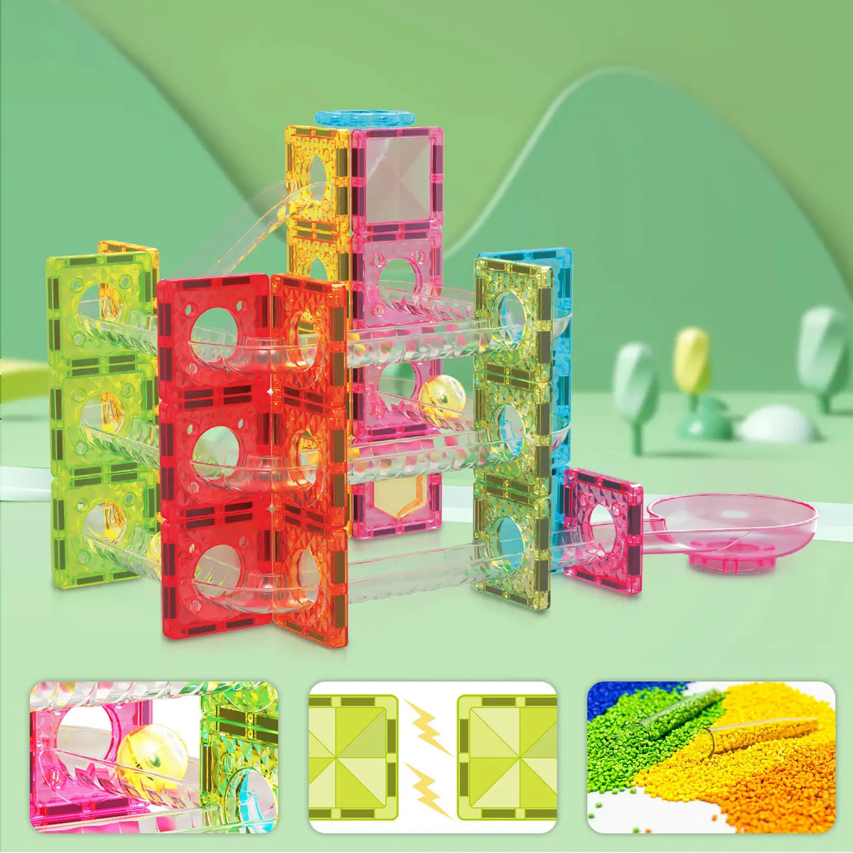 60 Piece Magnet Tiles Building Block Travel Size Set – Sisters Boutique ...