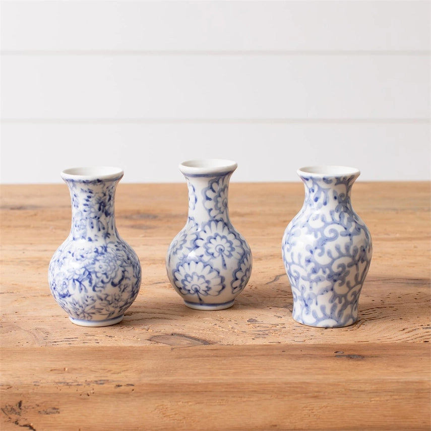 Mini Blue Floral Bud Vases