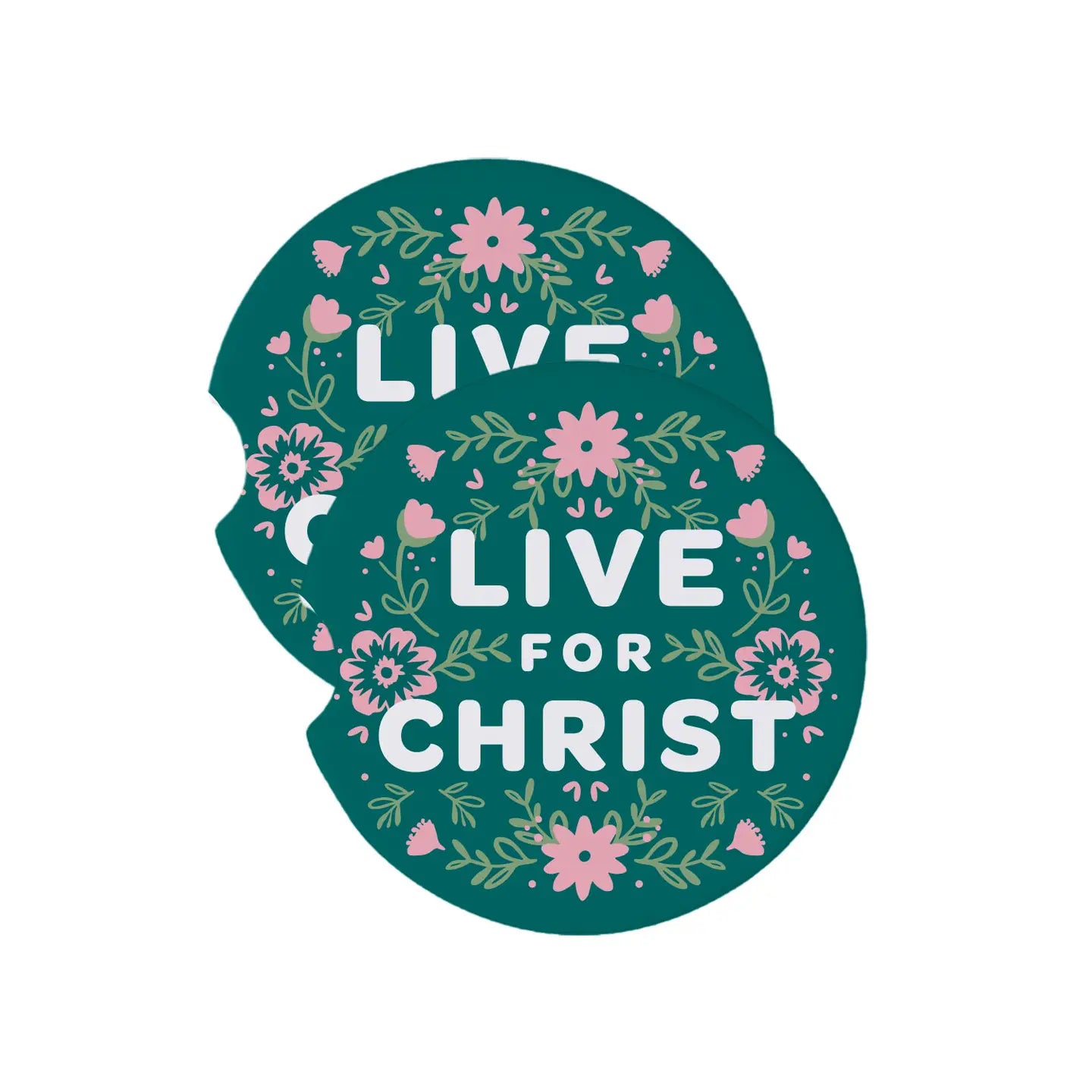 Live For Christ Car Coaster Set