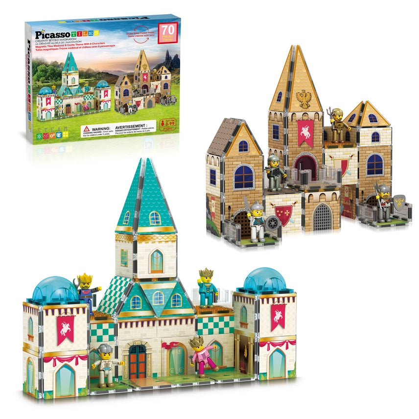 70pc 2-in-1 Castle Magnetic Tile Building Set