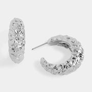 Silver Textured Hoops