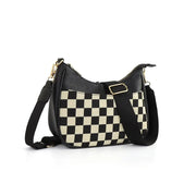 Cory Black Checkered Crescent Bag