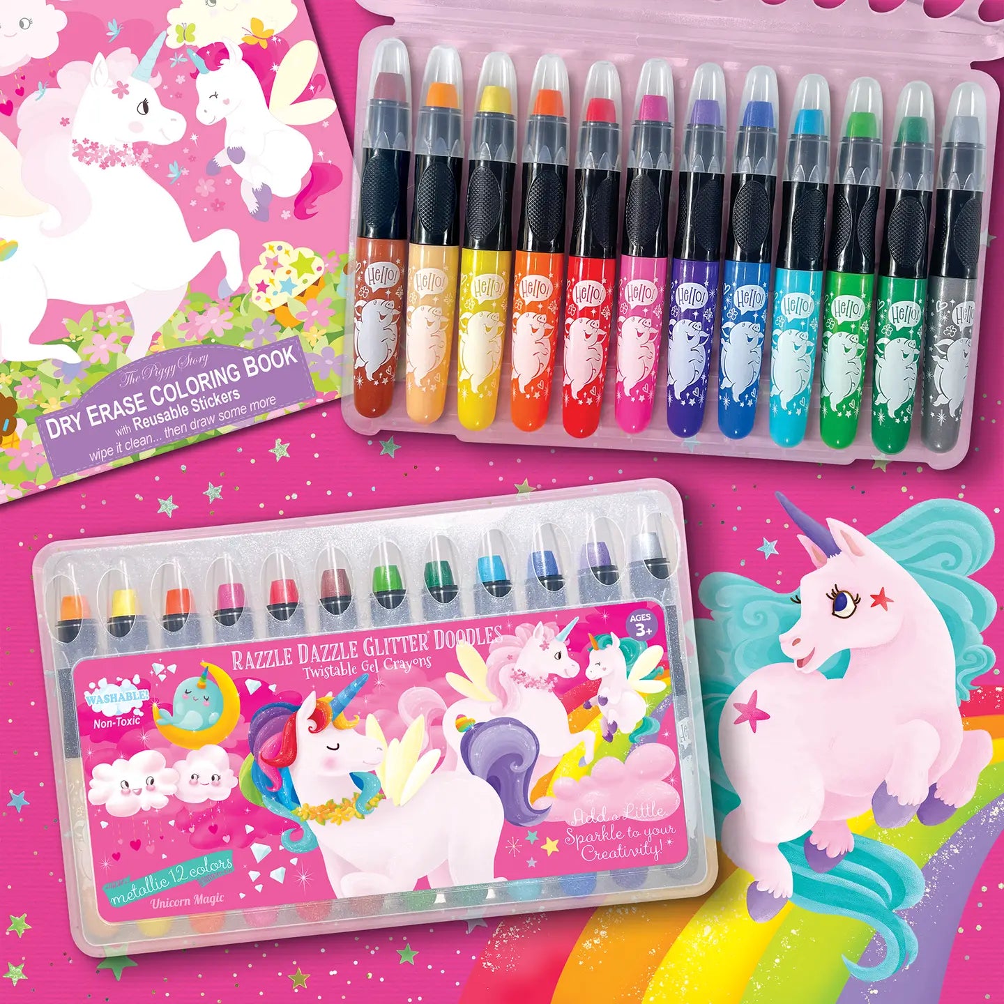 Unicorn Glitter Twistable Gel Crayons