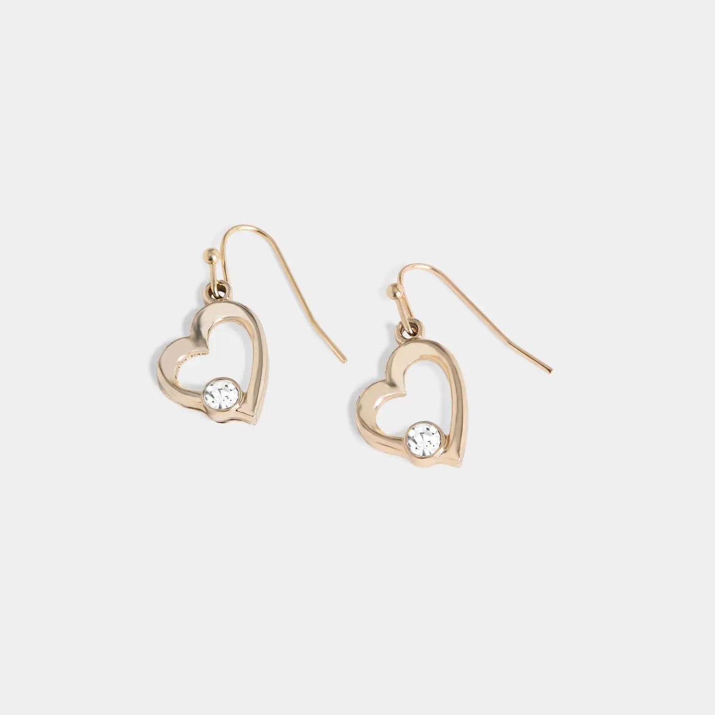 Gold Heart Dangle Earrings