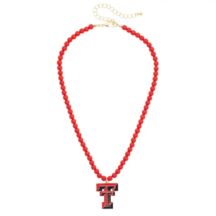 Texas Tech Beaded Logo Necklace