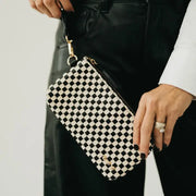 Emma Black Check Wristlet