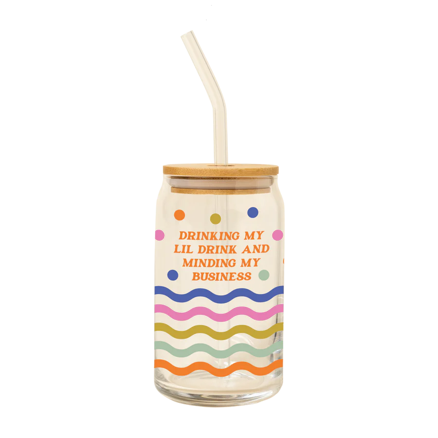 Minding My Business Can Glass & Straw