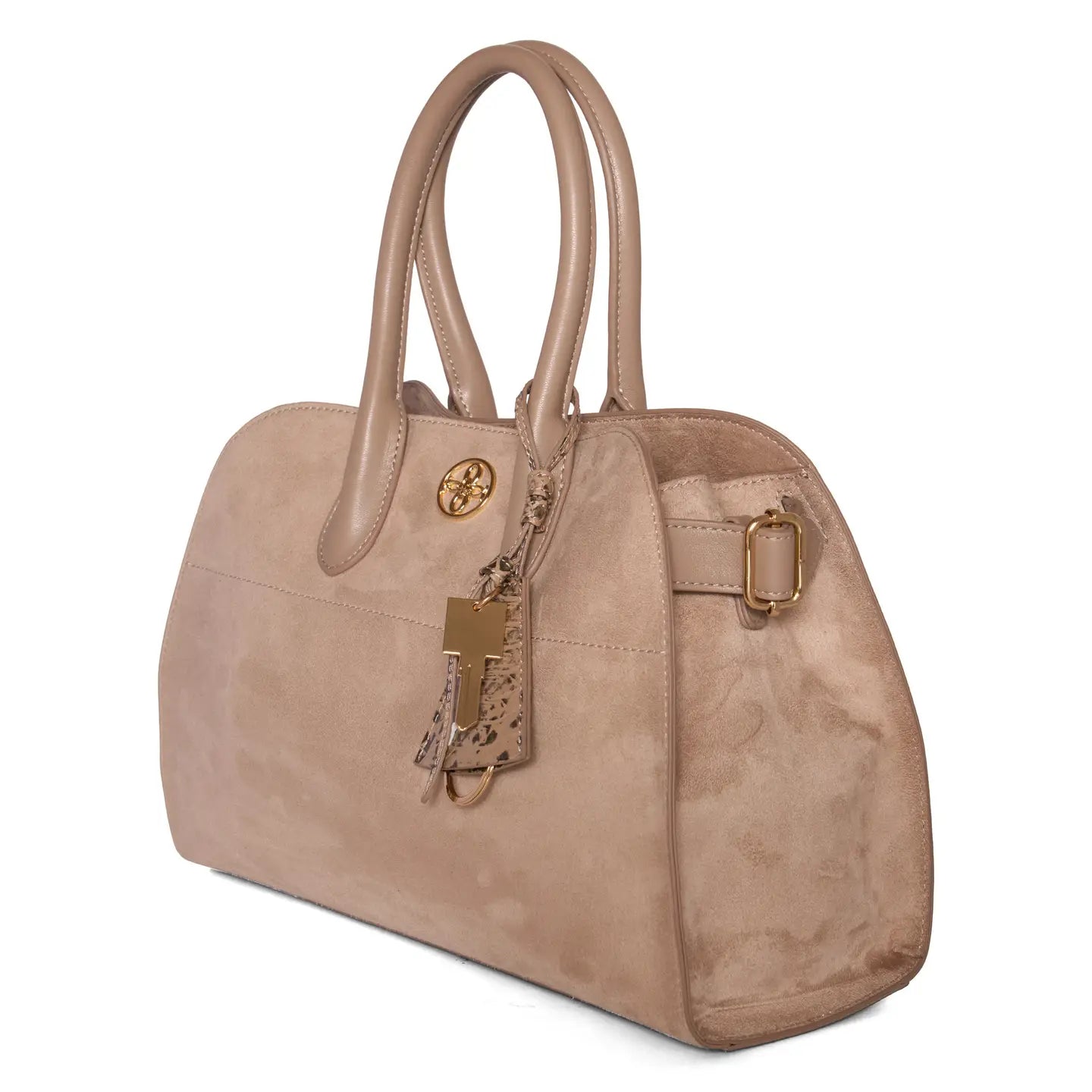 Aurora Taupe Suede Satchel