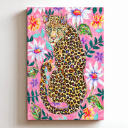 Leopard & Flowers Canvas Art