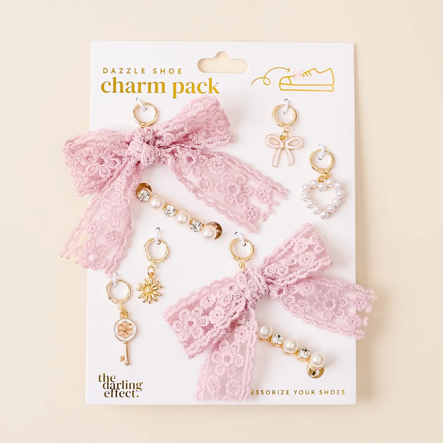 Pink Lace Shoe Charm Set
