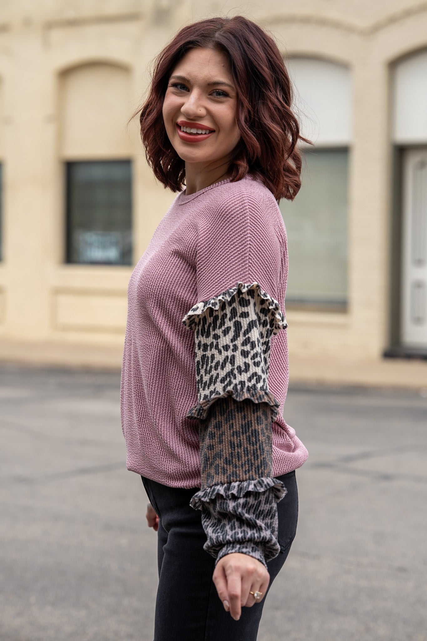 Modern Prowl Mauve Leopard Top