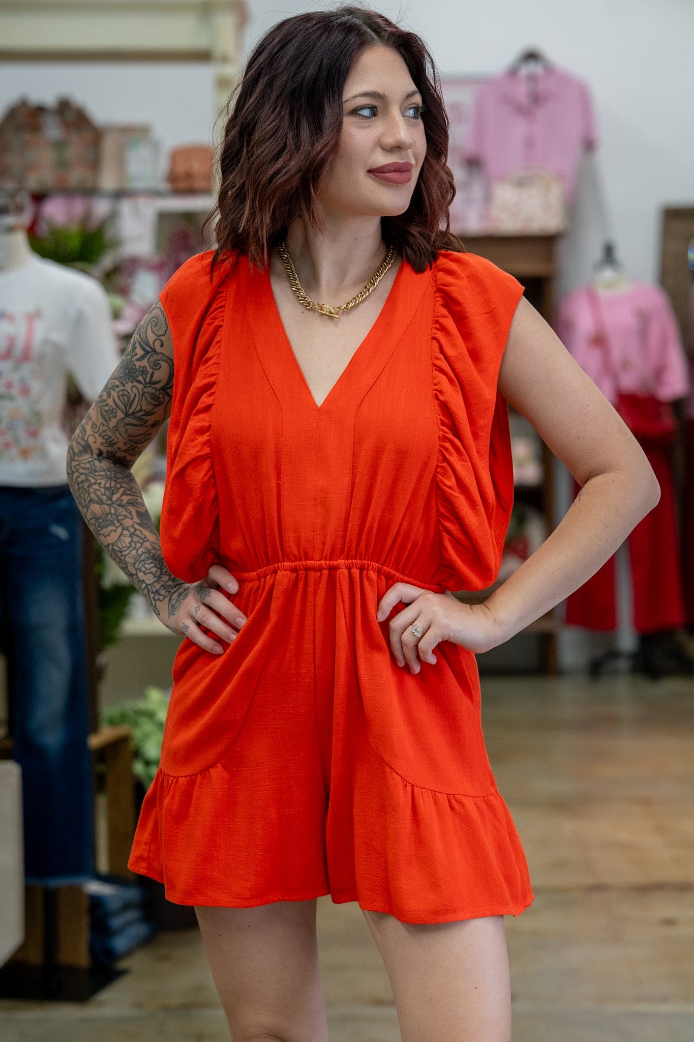 Khloe Tomato Cut-Out Romper