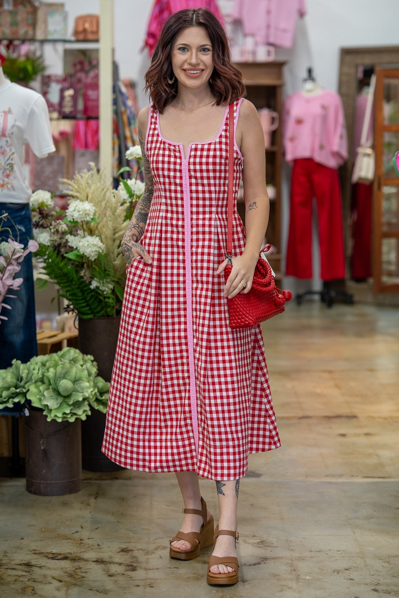 Picnic Paradise Red & Pink Dress