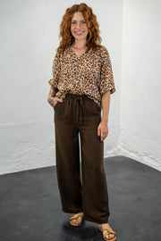 Leigh Brown Crepe Pants