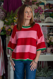 Pinkmas Knit Striped Sweater