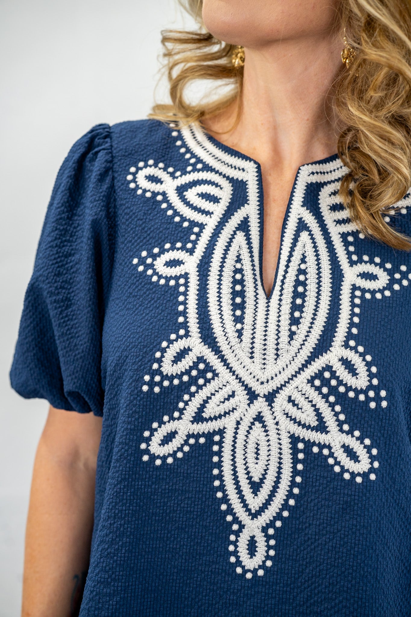 Destiny Navy Embroidered Dress