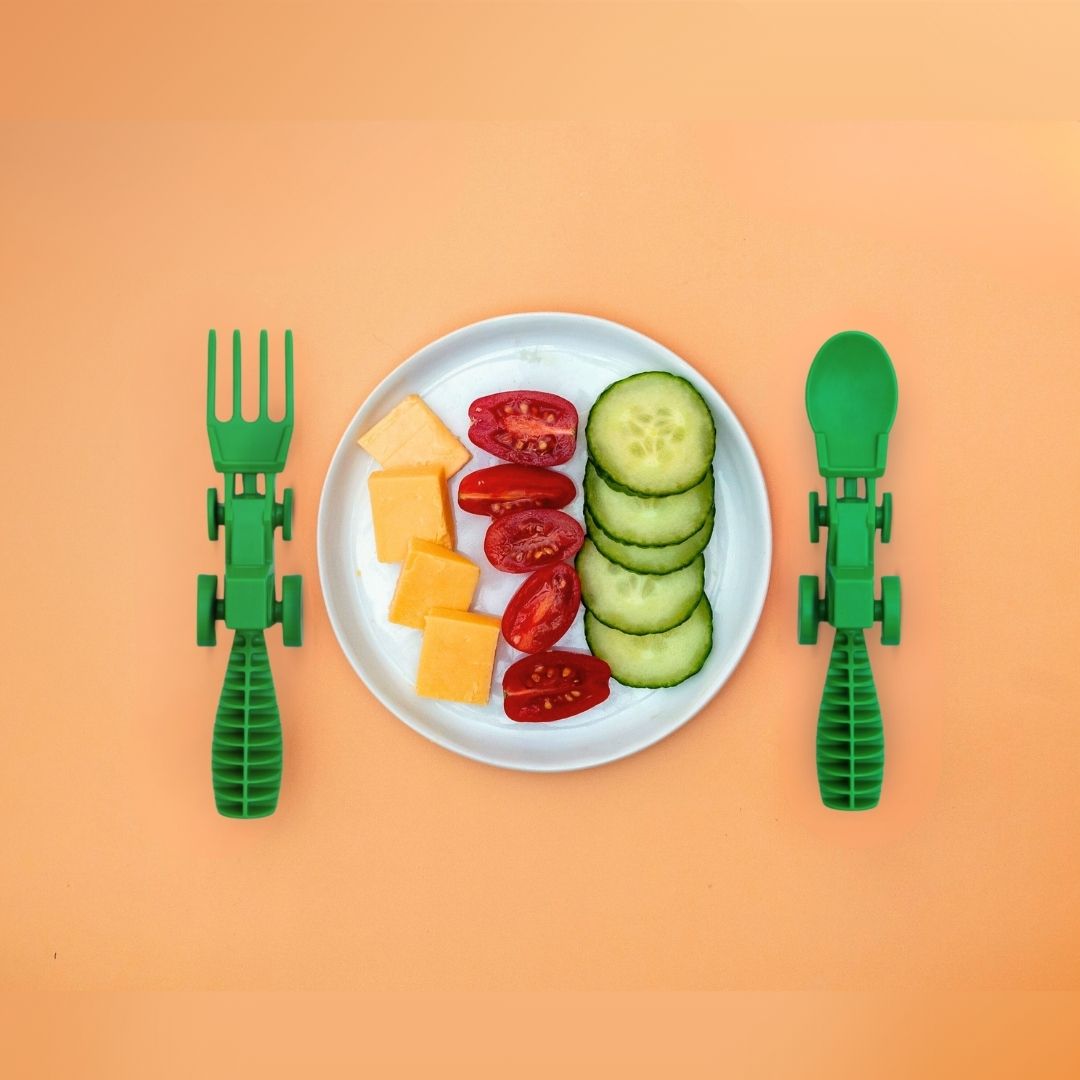 Green Tractor 2pc Utensils