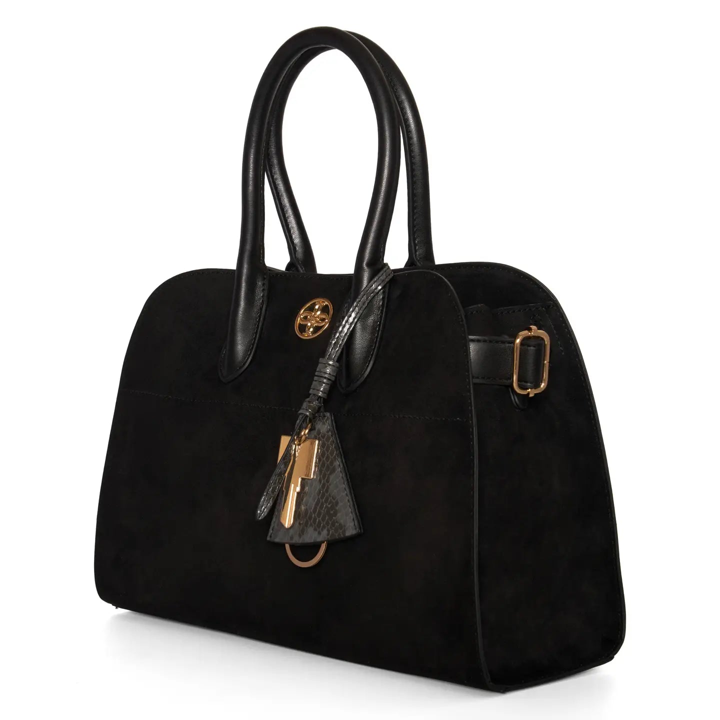 Aurora Black Suede Satchel
