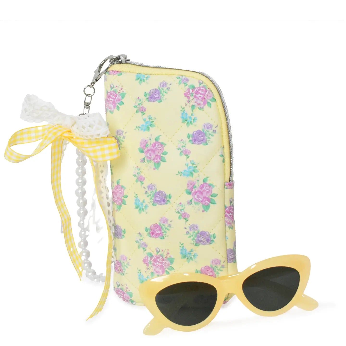 Yellow Floral Sunglasses & Wristlet